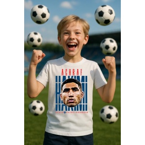Tricou Copii din bumbac cu fotbalistul Achraf Hakimi-Paris Saint-Germain - Img 6