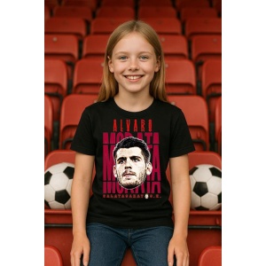 Tricou Copii din bumbac cu fotbalistul Alvaro Borja Morata Martin-Atletico Madrid - Img 5