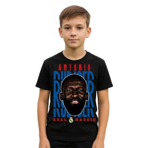 Tricou Copii din bumbac cu fotbalistul Antonio Rudiger-Real Madrid