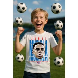 Tricou Copii din bumbac cu fotbalistul Jamal Musiala-Bayern Munchen - Img 6
