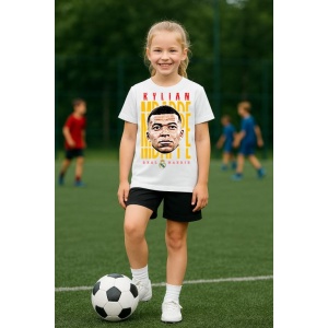 Tricou Copii din bumbac cu fotbalistul Kylian Mbappe-Paris Saint-Germain - Img 8