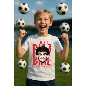 Tricou Copii din bumbac cu fotbalistul Luis Fernando Diaz Marulanda-Liverpool FC - Img 2