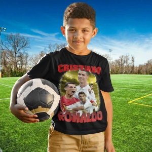 Tricou copii din bumbac personalizat cu jucatorul de fotbal Cristiano Ronaldo Portugalia - Cadou - Img 7