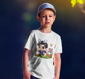 Tricou copii personalizat - Easter SuperMan - din bumbac, personalizat - Cadou