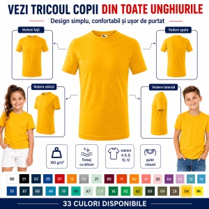 Tricou Copii Simplu din bumbac pentru Fete 135 - Img 10