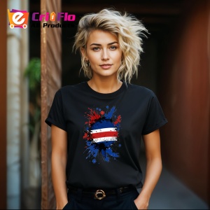 Tricou Costa Rica Steag Splash Art, Copii | Dama | Barbat, culoare negru - Img 12