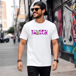 Tricou Cow Print Purple Texture Animal Pattern Urban Design, din bumbac 100% Copii | Dama | Barbat - Img 5