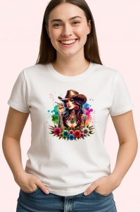 Tricou cowgirl smoking flowers tattoo, cowgirl fumand flori tatuaj, Copii | Dama | Barbat - Img 4