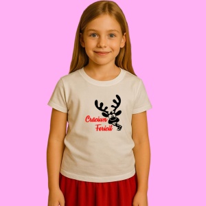 Tricou Craciun Fericit Ren 1, din bumbac 100% Copii | Dama | Barbat - Img 3