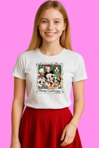 Tricou Craciun In Familie Disney, din bumbac 100%, tricou alb, Copii | Dama | Barbat - Img 3