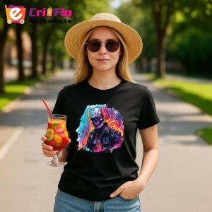 Tricou Craniu biker in flacari fundal alb Copii | Dama | Barbat, culoare negru - Img 7