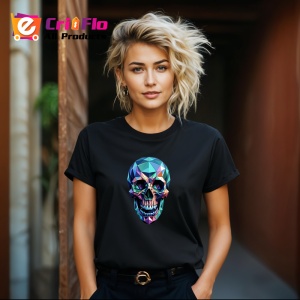 Tricou Craniu Colorat Poligonal, Copii | Dama | Barbat, culoare negru - Img 12