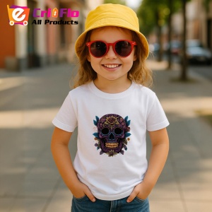 Tricou Craniu cu ochelari negri si trandafiri rosii Copii | Dama | Barbat