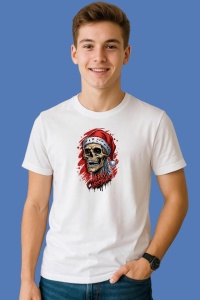 Tricou Craniu Mos Craciun Cu Barba Lunga, din bumbac 100%, tricou alb, Copii | Dama | Barbat - Img 3