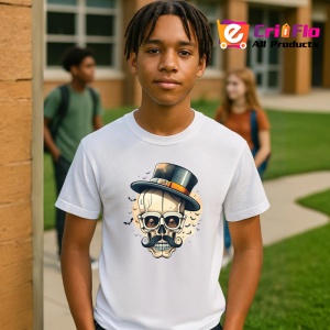 Tricou Craniu mustata si monoclu stil gentleman vintage Copii | Dama | Barbat - Img 5