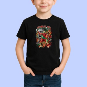 Tricou Cristiano Ronaldo Portugalia Cr7 Legenda Fotbal, din bumbac 100%, tricou negru Copii | Dama | Barbat - Img 2