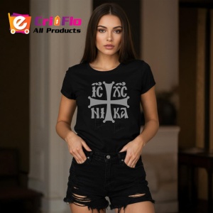 Tricou Cruce Crestina Ortodoxa Ic Xc Ni Ka Negru, din bumbac 100%, tricou negru Copii | Dama | Barbat - Img 7