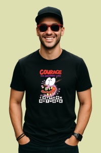 Tricou Curaj cainele cel fricos personaj animat in aventuri bizare si comice, Copii | Dama | Barbat , tricou negru - Img 4
