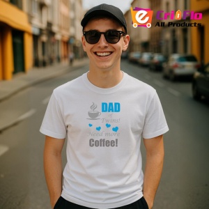 Tricou Dad Of Twins Need More Coffee Ceasca Aburinda, din bumbac 100% , tricou alb pentru Barbat