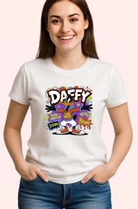 Tricou Daffy boom violet vibes cu sneakers cool Copii | Dama | Barbat Barbat - Img 3