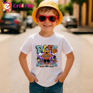 Tricou Daffy Duck cool cu tricou portocaliu și fundal urban Copii | Dama | Barbat Barbat - Img 5