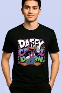 Tricou Daffy Duck Cool Vibes, stil urban si relax Copii | Dama | Barbat, negru - Img 3