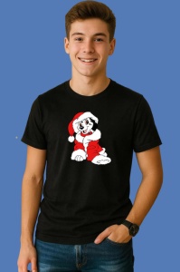 Tricou Dalmatian Mos Craciun Fericit, din bumbac 100% Copii | Dama | Barbat