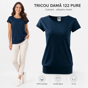 Tricou Damă 100% Bumbac cu Bandă Jos – Croială Lejeră, 22 Culori, XS-3XL - Img 30