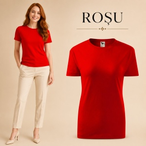 Tricou damă basic clasic din bumbac 100%, cambrat, 23 culori, XS - 2XL - Img 27