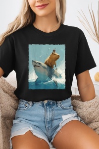 Tricou dama CapyBara - Calareste un rechin