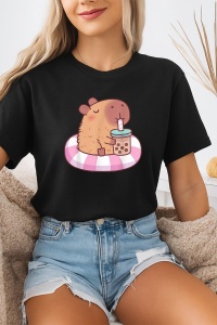 Tricou dama CapyBara - pe un colac