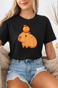 Tricou dama CapyBara - portocala pe cap