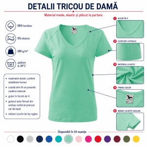 Tricou Damă cu Decolteu în V Malfini – Bumbac 95%, XS-3XL - Img 9