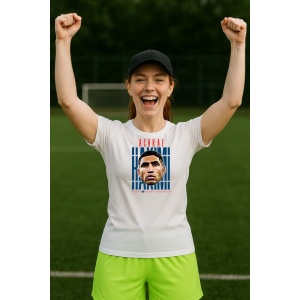 Tricou Dama cu fotbalistul Achraf Hakimi-Paris Saint-Germain PSG din bumbac 100% - Img 9