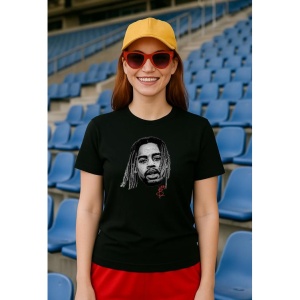 Tricou Dama cu fotbalistul Bradley Barcola-Paris Saint-Germain PSG din bumbac 100% - Img 2