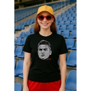 Tricou Dama cu fotbalistul Paulo Dybala-AS Roma din bumbac 100% - Img 2