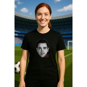 Tricou Dama cu fotbalistul Xavi Hernandez-FC Barcelona din bumbac 100% - Img 5