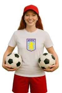 Tricou dama cu logo stema Aston Villa Anglia , din bumbac 100% - Img 3