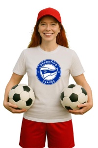 Tricou dama cu logo stema Deportivo Alaves Spania , din bumbac 100% - Img 2