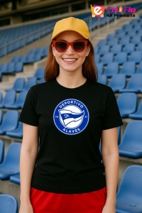 Tricou dama cu logo stema Deportivo Alaves Spania , din bumbac 100% - Img 4