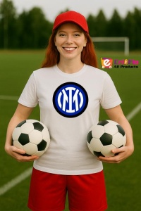 Tricou dama cu logo stema FC InternazionaleMilano Italia , din bumbac 100% - Img 8
