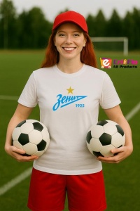 Tricou dama cu logo stema FC Zenit Rusia , din bumbac 100% - Img 8