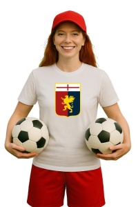 Tricou dama cu logo stema Genoa CFC Italia , din bumbac 100% - Img 3