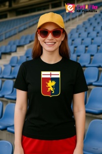 Tricou dama cu logo stema Genoa CFC Italia , din bumbac 100%