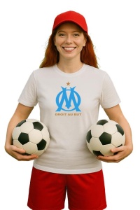 Tricou dama cu logo stema Olympique de Marseille Franta , din bumbac 100% - Img 3