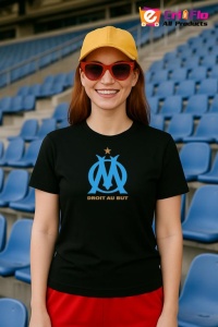 Tricou dama cu logo stema Olympique de Marseille Franta , din bumbac 100% - Img 5