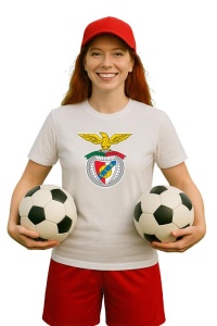Tricou dama cu logo stema SL Benfica Portugalia , din bumbac 100% - Img 3