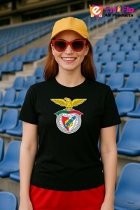 Tricou dama cu logo stema SL Benfica Portugalia , din bumbac 100% - Img 5