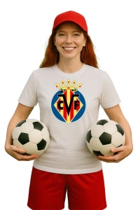 Tricou dama cu logo stema Villarreal_CF Spania , din bumbac 100% - Img 3