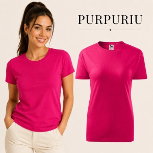 Tricou Damă din Bumbac 100%, Guler Rotund, Slim fit cambrat, XS-2XL, 23 Culori - Img 21